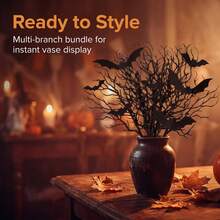 Halloween Black Faux Dry Twig Decorative Ornament, Matte Black Artificial Branch For Spooky Halloween Scene Setup - Multiple Styles - View 4
