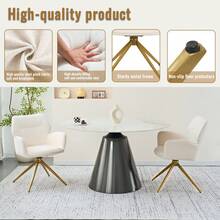 Set Of 2 Rotating Dining Chair With Metal Legs, Dark Grey - 白色 - 查看 7