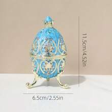 SIQIZHOU 1pc Egg-Shaped Jewelry Box, Alloy Enamel Decorative Jewelry Box For Earrings, Necklace, Ring, Green British Style Russian Egg Jewelry Box, Colorful Egg Jewelry Box, Russian Rhinestone European Home Decor - British Style - View 12
