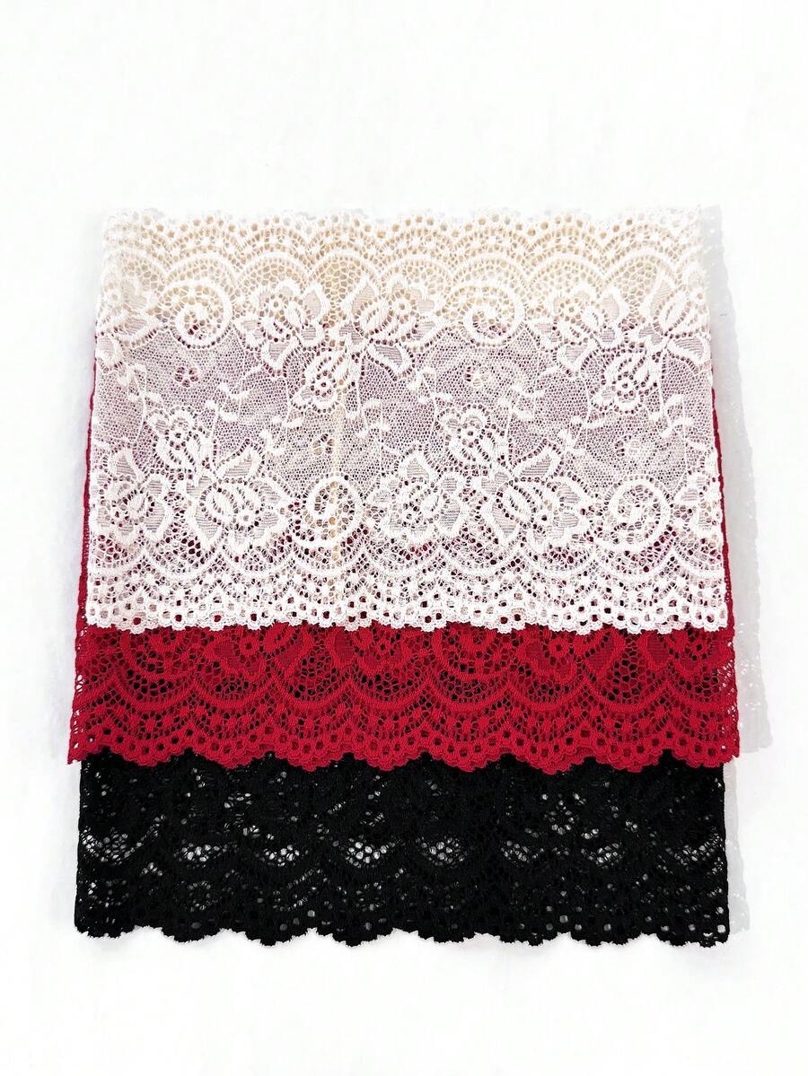 3件組女款純色刺繡蕾絲優雅時尚透氣舒適輕量裝飾髮箍，適合日常通勤穿搭、購物、旅行、攝影，送給好朋友的精緻禮物