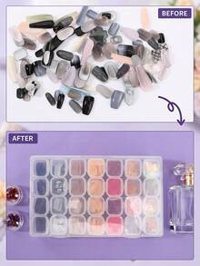 28/56pcs Mini Transparent Reusable Jewelry Storage Box, Detachable Earring Ring Organizer, Suitable For Beads, Cosmetics, Crafts, Compact Plastic Storage Box, Easter Gift - Clear - View 5