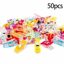Colorful Plastic Patchwork Sewing Clips, Multi-Function Plastic Clips, Strong Grip, No Needle Marks, DIY Craft Accessories, Sewing Accessories, Suitable For Fabric, Crafts And Sewing Projects, Also As Photo Clips, Snack Clips, Folder Clips, Etc., Without Storage Box - Transparent High Elasticity Style - View 13