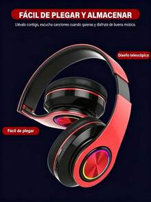 Wireless Bluetooth Stereo Gaming Headset With RGB LED Lights - Red - View 2