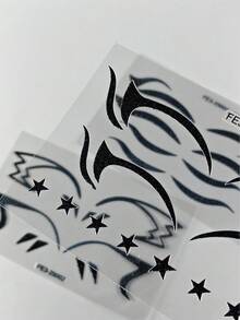 3 Peças Conjunto de Adesivos de Delineador com Glitter Preto, Adesivos de Maquiagem Ocular com Linha Ascendente Autoadesivos, Delineador Temporário à Prova d'Água e de Longa Duração para Looks de Festival EDM e Festa - Preto - Visão 7