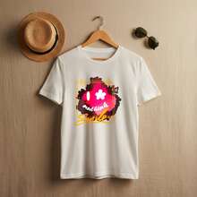 Streetwear Style, Men's T-Shirt, Abstract Smile Graphic Print, Casual Summer Clothing, % Cotton, Urban T-Shirt - White - View 3