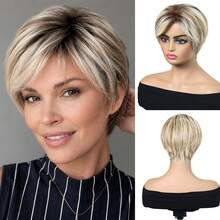 4x1 Pre Cut Lace Frontal Human Hair Wigs Short Straight Pixie Human Hair Wig For Older Women SHuman Hair Natural Hairline 10 Inch Lightweight Human Hair Wigs - Multicolor - View 12