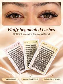 MKHLINA Soft & Lightweight Cluster Segmented False Eyelashes, 8-18mm Multi-Length, Long-Lasting Natural & Delicate DIY Eye Makeup Lashes, Easy To Apply & Reusable (F20) - C/D 混合 - 查看 5