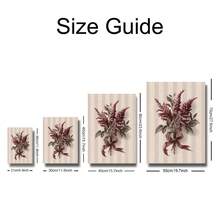Set Of 2 Vintage Candy Cane Holly Canvas Wall Art | Burgundy Botanical Christmas Print For Farmhouse Living Room Frameless - A - View 3