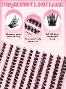 150PCS Thick, Soft, Lightweight False Eyelashes With Eyelash Extensions, Adhesive Sealing, Eyelash Tweezers, Eyelash Brush, False Eyelash Extension Kit, C Curling 10-16mm Mixed Length Eyelash Clusters Suitable For Daily Use, Gatherings, And All Occas - Black - View 4