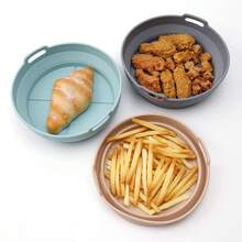 1pcHeat Resistant Foldable Silicone Bakeware, Multipurpose Air Fryer Bakeware For Oven Microwave Air Fryer, Non-Stick Foldable Cooking Basket For Baking Cakes Vegetables Fried Chicken Fries - View 5