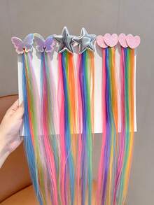1pc Cute Cartoon Pattern Rainbow Gradient Hair Clip, Suitable For Girls. Rainbow, Five-Pointed Star, Unicorn, Heart, Swan, Butterfly Patterns. Multiple Colors Available. Accessories For Cosplay/Party/Photoshoot. - Multicolor - View 4