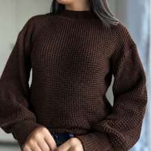 Women's Knitted Sweater - tabaco marrón - Ver 7