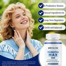 Miriyalyad Probiotics Max Day Dietary Supplement Capsules, 8 Probiotic Strains Alongside 60 Billion CFU Per Portion, 60 Capsules In Sealed Bottle For Adults' Daily Supplementary Nutritional Intake - 3件 - 查看 2