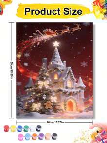 Christmas Santa Sleigh Reindeer Snow House Tree DIY Oil Painting By Numbers Painting Canvas Crafts Adult Home Decoration 8x12/16x20inch Holiday Gifts - Sets - View 9