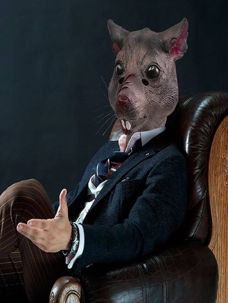 Rat Mask Latex Scar Rat Mask Animal Halloween Cosplay Party Costume Prop - Multicolor - View 1