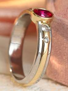 Gmzalx Women's Fashion Personalized Ring, Oval Rose Red, Simple And Elegant, Suitable For Commuting, Dating, Daily Wear - Two-color - View 3