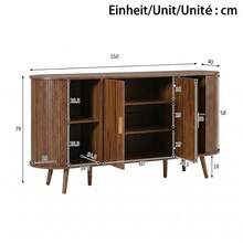 Sideboard With Sliding Doors - Walnut And Groove Design - Walnut - View 7