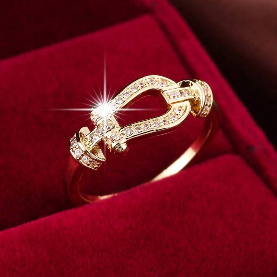 1 chiếc nhẫn nữ hình học thời trang được trang trí bằng đá Zirconia nhân tạo - Nhiều màu - Xem 1