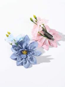 1PC/2PCS Super Fairy Sweet Cute Fabric Flower Decor Hair Clip - Multicolor - View 5