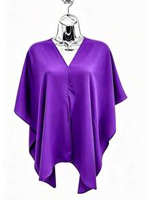 Chic Party Cape One-Shoulder Soft Fabric With Sophisticated Drape For Dinners And Events - 紫色 - 查看 2