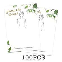 The Dress Bridal Shower Game Cards, Green Eucalyptus Gold Foil Design Sketch Game, Suitable For Bride-To-Be, Wedding Party Drawing Activity Cards, Elegant Botanical Style Bridal Shower Decor - the Dress - View 7