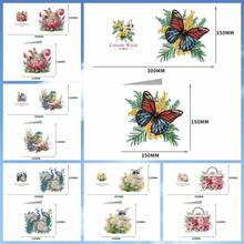 6pcs DIY Diamond Painting Greeting Card Set, Butterfly, Bird, Peacock, Bee, Rabbit Patterns With Asymmetrical Shaped Diamonds, Paper Material, Handmade Tools And Supplies, Suitable For Elders, Friends And Family, Holiday Party DIY Handmade Gift - 6Pcs - View 4