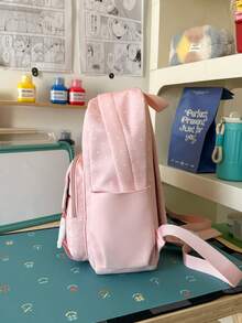 Cute Cat Shaped Backpack, Girls Casual Outing Shopping Travel Small Backpack, Middle School High School College Student School Bag, Large Capacity Lightweight Daily Commute Backpack, Adorable Cartoon Pattern Student Backpack, Multiple Colors Available Pink Yellow Blue Black White - A - View 9