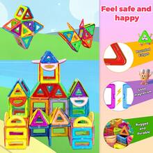 Medium Size Transparent Magnetic Building Tiles With 4 Kinds Of Shapes 28/48/68Pcs, Clear Color DIY 3D Stacking Construction Toy, Multi Shape Free Assemble Playset, Cultivate Spatial Thinking, Educational Gift For Kids Birthday & Holiday - Multicolor - View 6