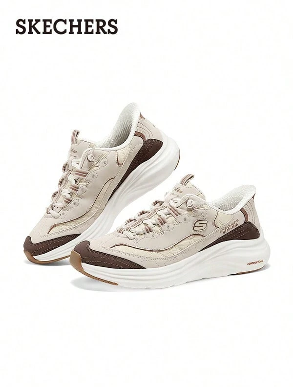 Skechers 斯凱奇 D'LITES系列復古拼接老爹鞋熊貓鞋運動休閒鞋 - 白色/棕色 - 查看 1