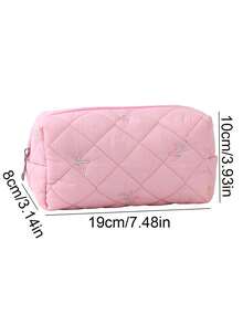 1PC Colorful Bowknot Embroidered Pattern Pencil Case, Creative Large-Capacity Stationery Storage Bag, Perfect For Back-To-School Supplies - Multicolor - View 3