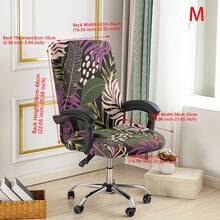 1pc Printed Office Chair Cover, Minimalist Style Chair Cover, Suitable For Office, Study, Living Room, Printed Office Zipper Chair Cover - Multicolor - View 20