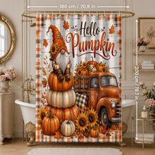 1/4pcs Vintage Pumpkin Truck Fall Harvest Heat-Insulating Home Decor Bathroom Shower Curtain With 12 Hooks For All Scenarios, Rustic Country Farmhouse Decoration, 4pcs Include: 1pc Shower Curtain 150*180cm+180*180cm+180*200cm - Pumpkin Farm - View 12