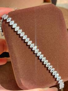 1pc/4pcs Minimalist European & American Hip Hop Premium Zirconia Tennis Bracelet, Stackable, Suitable For Women's Party And Daily Wear - Silver - View 4