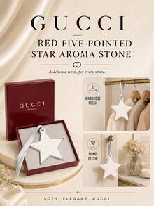 Gucci 古馳五角星擴香石7×7.5cm，配銀絲帶，淡香持久可懸掛衣櫃車內，禮盒包裝送禮精緻 - 紅色五角星 - 查看 8