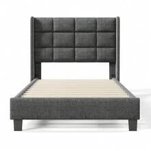 Modern Bed Frame With Linen Grey Cover - 90x200cm - 灰色 - 查看 4