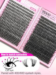 YIDUO 560pcs D-Curl Voluminous 8-18mm False Eyelashes, 40D And 60D Eyelash Clusters, Eyelash Extensions, High-Capacity Fluffy Classic Dense Eyelashes, Suitable For Daily, Wedding, Party, Cosplay Makeup, Ideal For Home DIY Use - D - View 7