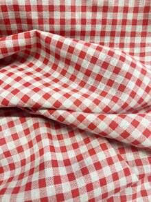 1pc Charming Red & White Plaid Rectangular Picnic Blanket - Woven Rayon Tablecloth With Lace Trim, Suitable For Winter Camping, Beach Outings, Photography Backdrop, Picnic Accessories - Multicolor - View 3
