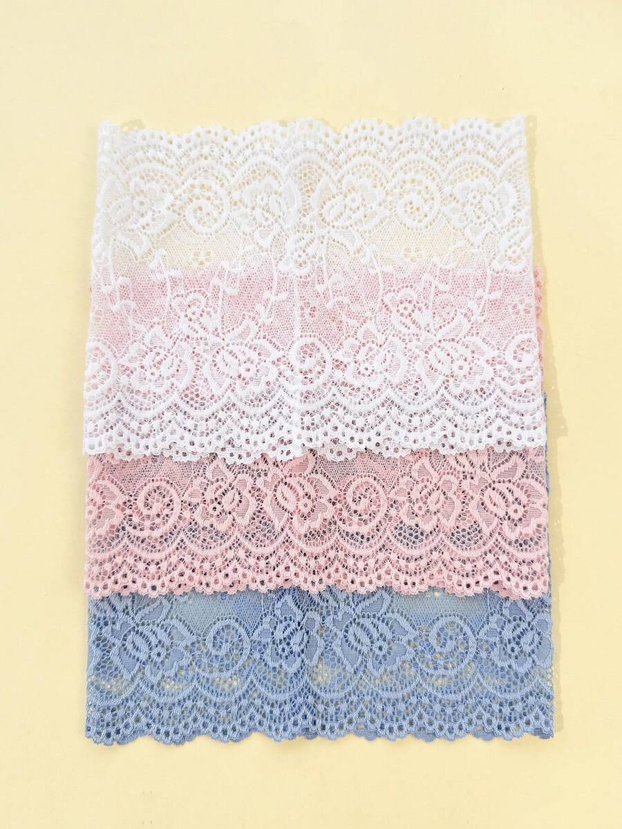 3件組女款純色刺繡蕾絲優雅時尚透氣舒適輕量裝飾髮箍，適合日常通勤、穿搭搭配、購物、旅行、攝影，送給好友的精緻禮物