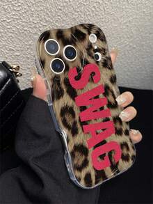 1pc Irregular Wavy Shape Anti-Slip Anti-Shock Anti-Drop TPU Phone Case UV Printed Leopard Print Letter Pattern Fashion Phone Case Suitable For IPhone7/8/7PLUS/8PLUS/X/XS/XR/XSMAX/11/11PRO/11PROMAX/12/12PRO/12PROMAX/12MINI/13/13PRO/13PROMAX//14/14PRO/14PROMAX/14PLUS/15/15PRO/15PROMAX/15PLUS/16/16pro/16promax/16PLUS/17/17pro/17promax/AIR - Multicolor - View 3