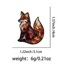 1pc Creative Fox Enamel Brooch Vintage Animal Metal Badge Versatile Decorative Pin Accessory For Denim Clothing Backpack - Multicolor - View 3
