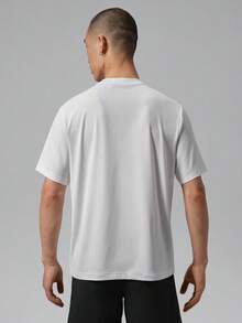 Jordan Men's AS DF SPT ESS SS TOP Short Sleeve T-Shirt Knit Collarless Short TIF0883-100 - Black and White - View 2