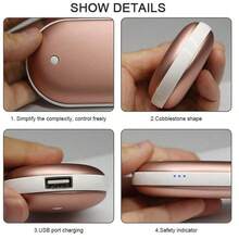 Upgrade Hand Warmer USB Rechargeable Portable Pocket Warmer 3 Temperatures Adjustable Heater Long-Lasting Heating Winter Essential Gifts For Friends Family - Single Pack - View 5