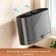 1pc Tableware Storage Box, Chopstick Holder, Kitchen Knife Fork Spoon Storage Box, Wall-Mounted Or Countertop, Household Chopstick Tableware Drain Rack, No-Drill Installation - Multicolor - View 4