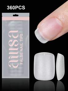 AILLSA 360/240/120片超短方型全覆蓋假指甲，15種尺寸磨砂壓克力甲片，適用於美甲沙龍，可穿戴凝膠美甲套裝美甲用品 - 無色 - 查看 6