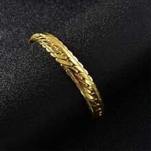 Brazalete de Cobre Clásico Tejido Minimalista de Lujo Italiano 750 Chapado en Oro de 18K, Adecuado para Hombres y Mujeres para Uso Diario y de Fiesta - Amarillo Oro - Ver 4
