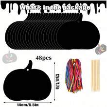 Halloween Scratch Art, Autumn Pumpkin Rainbow Scratch Paper, Magic Scratch-Off Decoration, Suitable For Classroom Activities, Thanksgiving Autumn Party Decor, Gift Favors - Multicolor - View 6
