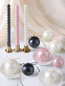 Pearl Long Candles, Pearl Gloss Smokeless Candles, New Pearl Candle Holder, Suitable For Holiday Candlelight Dinner Decoration, Wedding Venue Decoration, Birthday Party, Christmas, Halloween Holiday Party Decoration - Multiple Styles - View 7