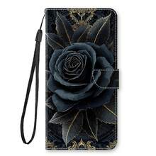 GLANDOTU Vintage Gothic Black & Gold Rose Pattern PU Leather Phone Wallet Case, With Card Slots, Lanyard And Flip Cover Stand, Compatible With Multiple Phone Brands And Models - Multicolor - View 6
