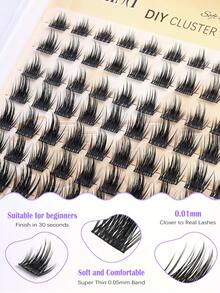 MKHLINA Single Cluster False Eyelashes DIY Eyelash Extensions C/CC/D Curl 8-18mm Mixed Length Fine Natural Look Segmented False Eyelashes Ultra-Thin Eyelash Stem Reusable Beginner-Friendly Daily Makeup Use (F14) - C/D 混合 - 查看 2