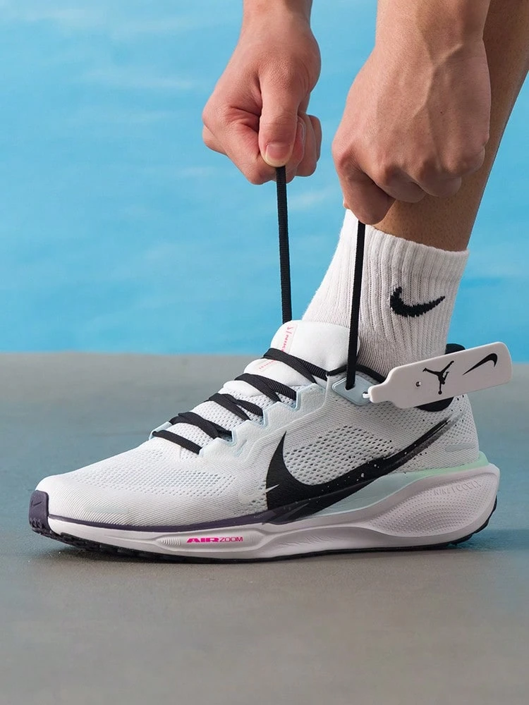 Nike AIR ZOOM PEGASUS 41 Running Shoes, Cushioned ReactX Foam Midsole, Men's Road Running & Long Distance Sports Shoes IM6674-101 - Black/White/Mint Green/Glacier Blue - View 1